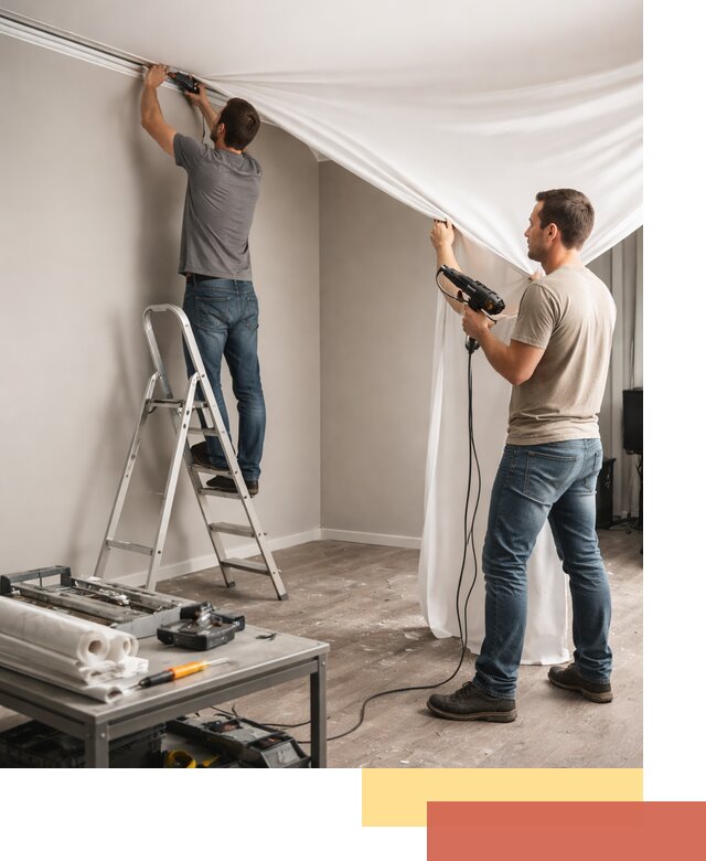 Монтаж натяжного потолка в студии в Борзе