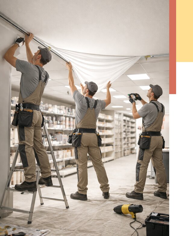 Монтаж натяжного потолка в магазине в Борзе от 4635 руб. быстро и недорого | ОТДЕЛОЧНИК-Бря