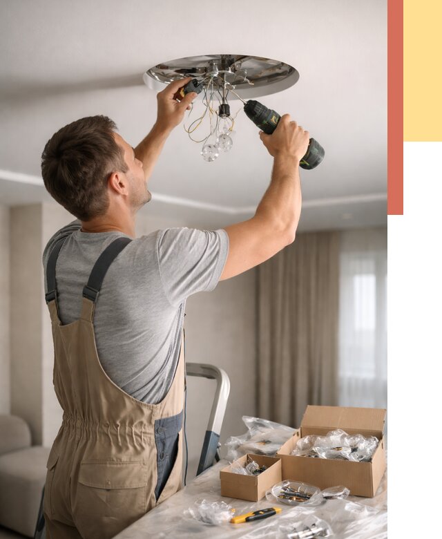 Установка люстры в натяжной потолок в Борзе от 1236 руб. | Быстро и недорого — ОТДЕЛОЧНИК-Бря