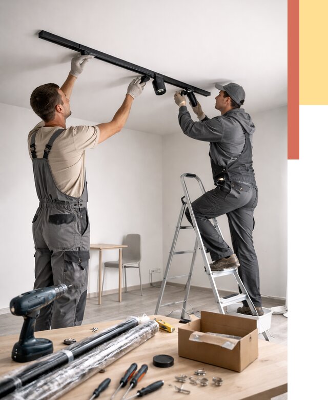 Установка трековых светильников в натяжной потолок в Борзе от 4326 руб. | ОТДЕЛОЧНИК-Бря