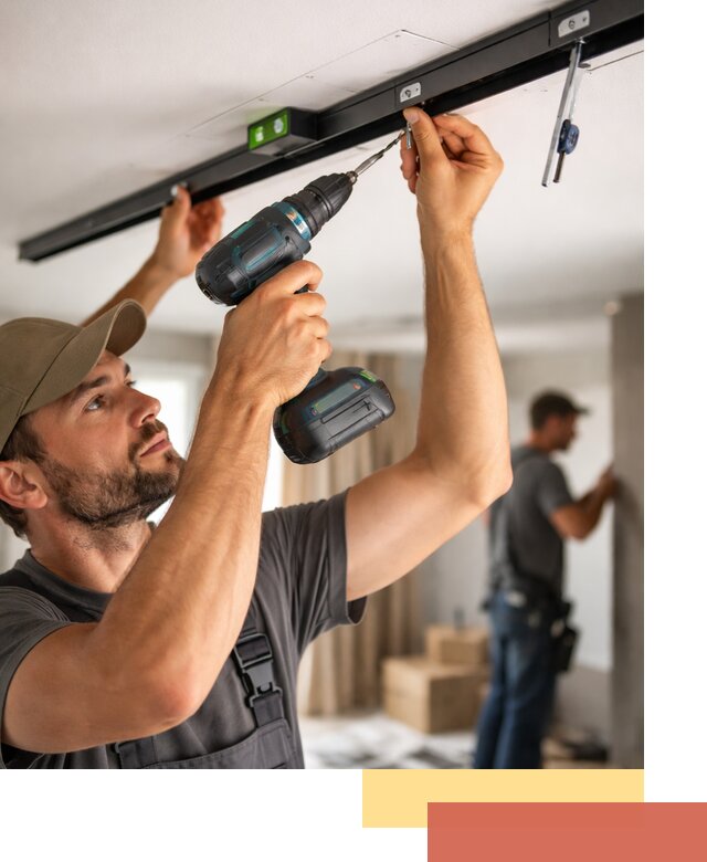 Установка трековых светильников в натяжной потолок в Борзе