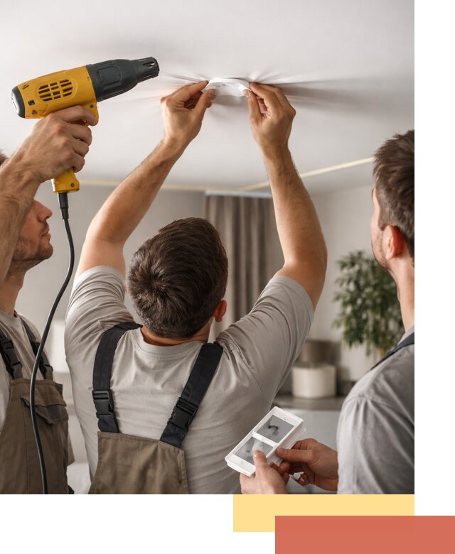 Ремонт прокола полотна натяжного потолка в Борзе