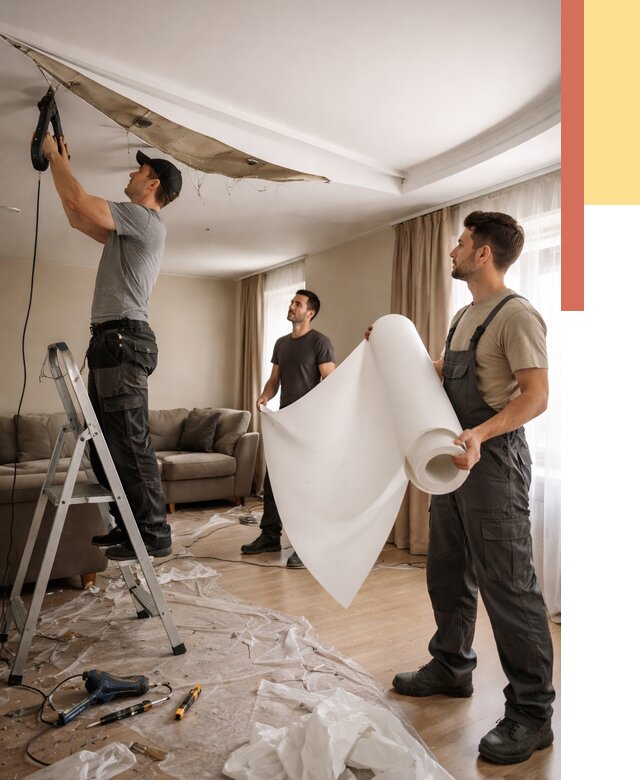 Замена полотна натяжного потолка в Борзе от 9786 руб. быстро и недорого | ОТДЕЛОЧНИК-Бря