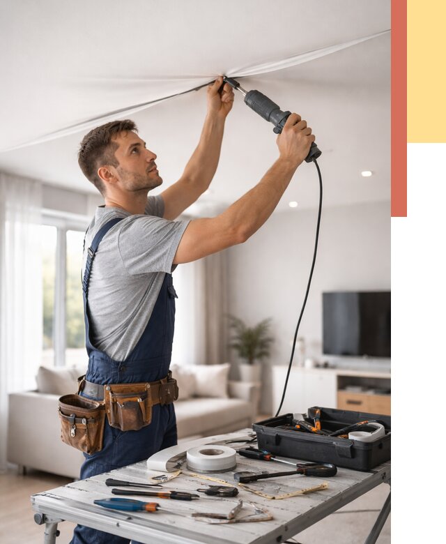 Ремонт натяжных потолков в Борзе от 9786 руб. под ключ — ОТДЕЛОЧНИК-Бря