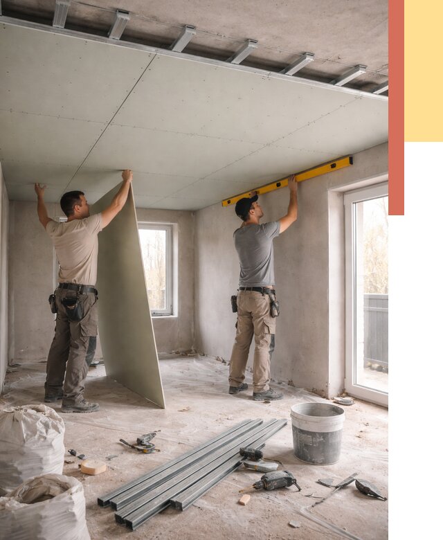 Одноуровневый потолок из гипсокартона в Борзе от 773 руб. — монтаж под ключ | ОТДЕЛОЧНИК-Бря