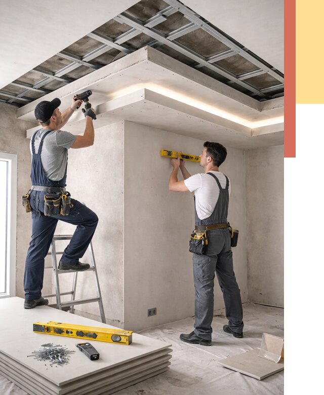 Двухуровневый потолок из гипсокартона в Борзе от 1494 руб. под ключ | ОТДЕЛОЧНИК-Бря