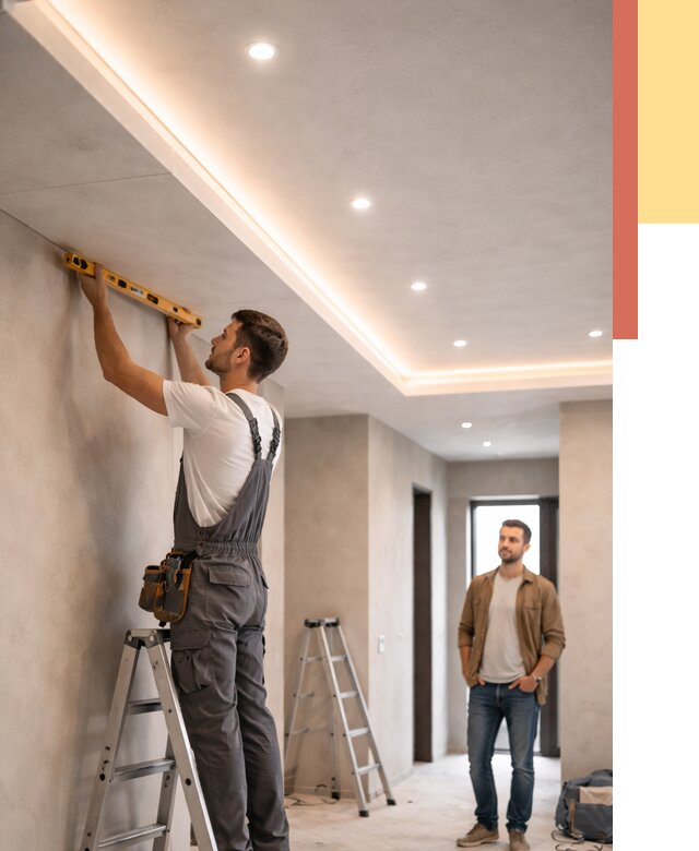 Потолок из гипсокартона с подсветкой в Борзе от 773 руб./м2 под ключ | ОТДЕЛОЧНИК-Бря