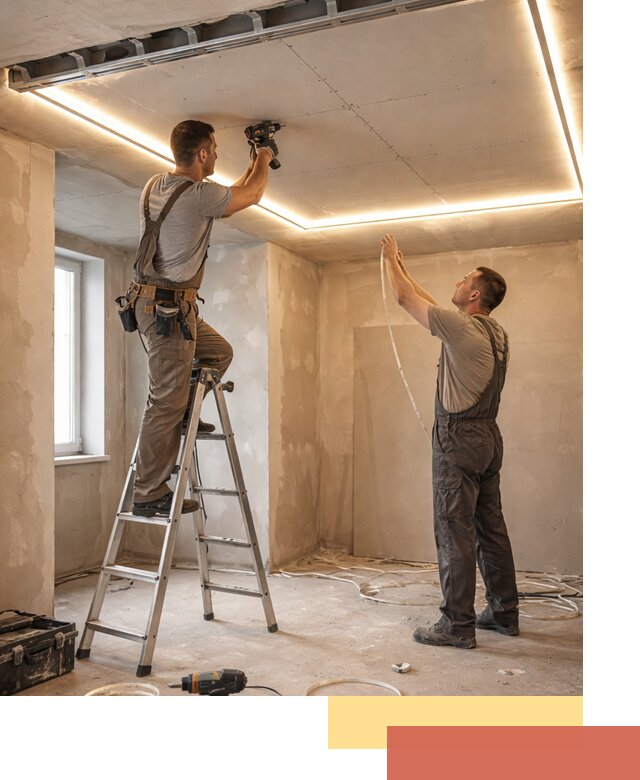 Потолок из гипсокартона с подсветкой в Борзе