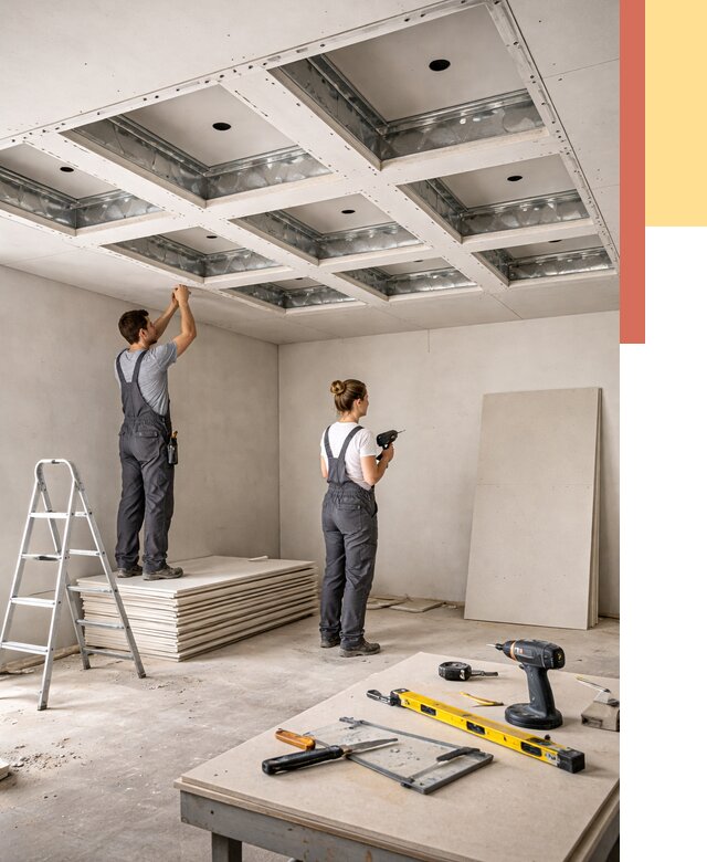 Кессонный потолок из гипсокартона в Борзе от 1906 руб. — монтаж и под ключ | ОТДЕЛОЧНИК-Бря