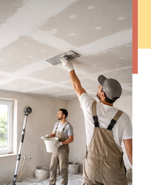 Шпаклевка потолка из гипсокартона в Борзе от 3296 руб./м2 — услуги под ключ | ОТДЕЛОЧНИК-Бря