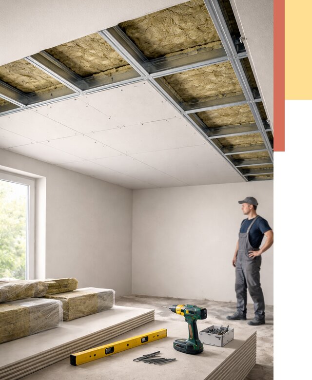 Звукоизоляция потолка ГКЛ в Борзе от 979 руб. — монтаж под ключ | ОТДЕЛОЧНИК-Бря