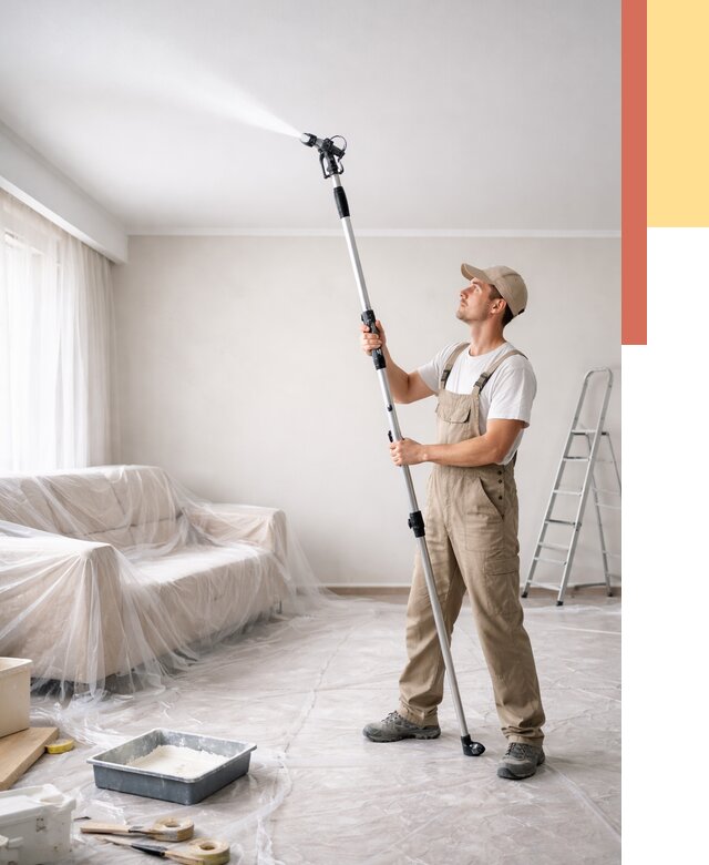 Покраска потолка краскопультом в Борзе от 4635 руб. быстро и недорого | ОТДЕЛОЧНИК-Бря